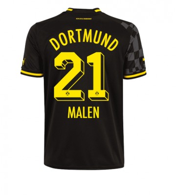 Borussia Dortmund Donyell Malen #21 Bortedrakt 2022-23 Kortermet